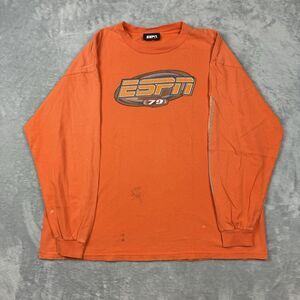 ESPN 79 Long Sleeve Graphic T-Shirt Orange Made in USA Men’s XL Vintage